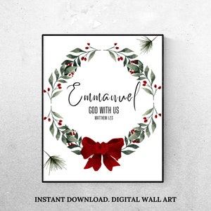 impresión de emmanuel dios con nosotros, impresión de immanuel, impresión de mateo 1:23, signo de Dios con nosotros, imprimibles de Navidad cristiana