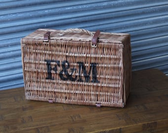 Excellent Medium Fortnum Mason F&M FM Hamper Wicker Picnic Storage Present Basket (u2 J5)