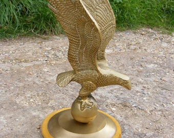 Vintage Solid Brass Eagle on The Ball Stand Animal Bird Figurine Statue Ornament