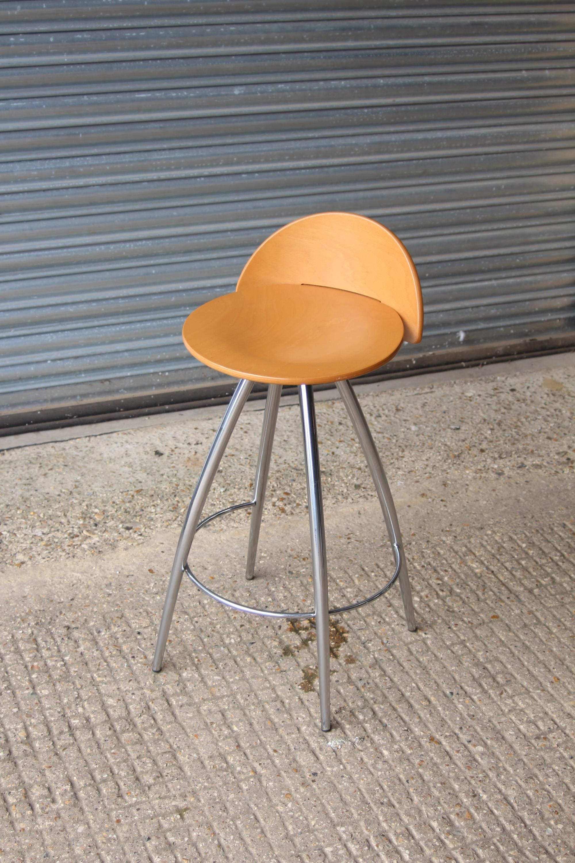 Effezeta Italian Designer Chrome Legs Kitchen Island Bar Stool