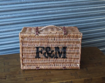 Excellent Medium Fortnum Mason F&M FM Hamper Wicker Picnic Storage Present Basket (u2 J4)