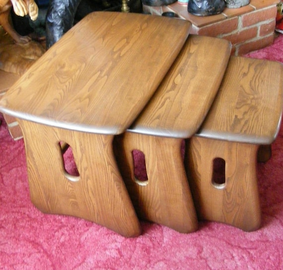 Lovely Set of Three Ercol Windsor Golden Dawn Finish Nest of
