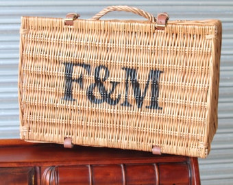 Excellent Medium Fortnum Mason F&M FM Hamper Wicker Picnic Storage Present Basket (we fa l A)
