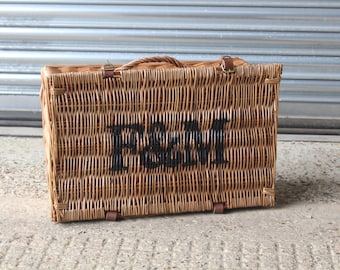 Excellent Medium Fortnum Mason F&M FM Hamper Wicker Picnic Storage Present Basket (al 23/3)