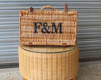 Excellent Medium Fortnum Mason F&M FM Hamper Wicker Picnic Storage Present Basket (al 23/1)