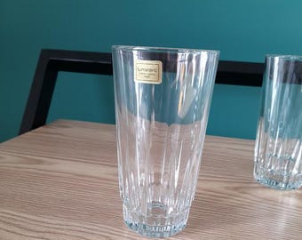 One!! Vintage Luminarc Verrerie D'arques Lancer Rocks Clear Highball Glass with Label Made in France Arcoroc