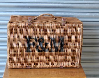 Excellent Medium Fortnum Mason F&M FM Hamper Wicker Picnic Storage Present Basket (u2 30)