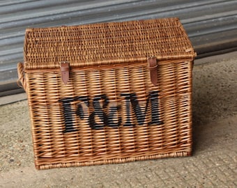 Large Fortnum and Mason F M Wicker Hamper Basket Trunk Toy Chest
