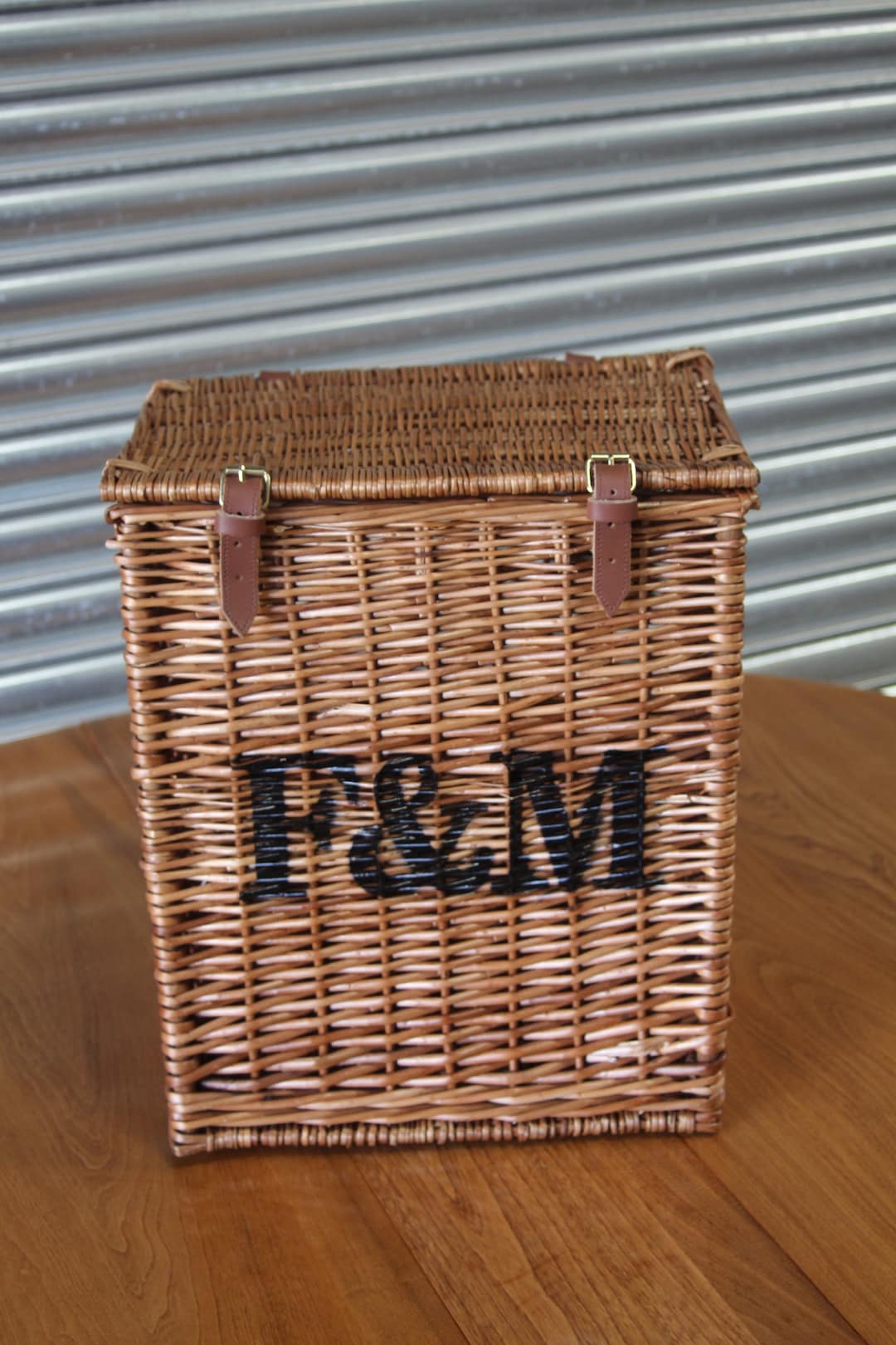 Large Fortnum and Mason F M Wicker Hamper Basket Trunk Toy Chest