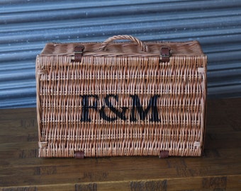 Excellent Medium Fortnum Mason F&M FM Hamper Wicker Picnic Storage Present Basket (u2 J3)