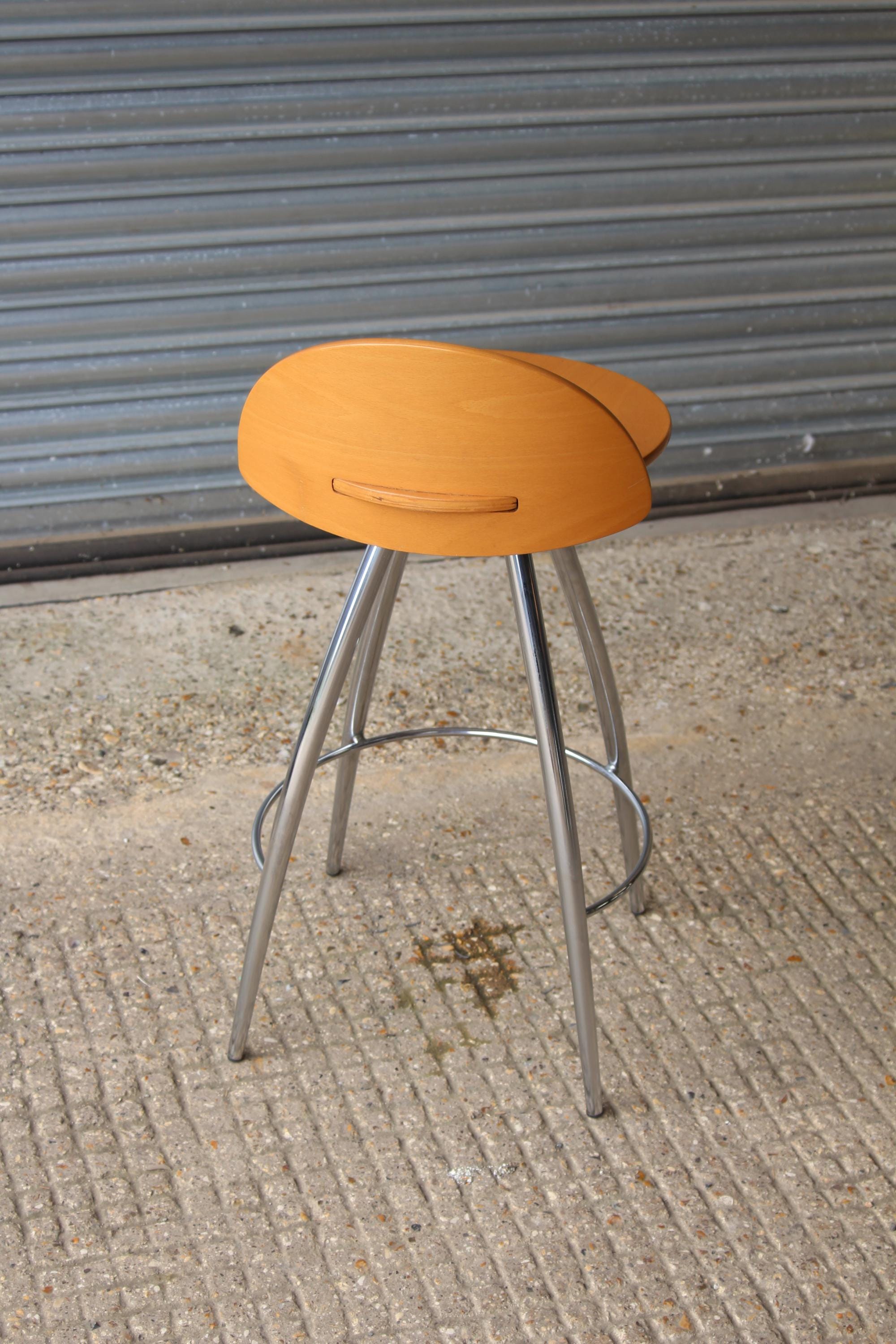 80s 90s Effezeta イタリアモダン ハイスツール B Effezeta Italian Designer Chrome Legs Kitchen Island Bar Stool