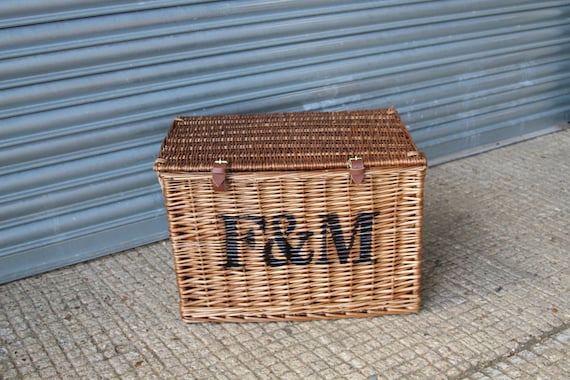 Large Fortnum and Mason F M Wicker Hamper Basket Trunk Toy Chest