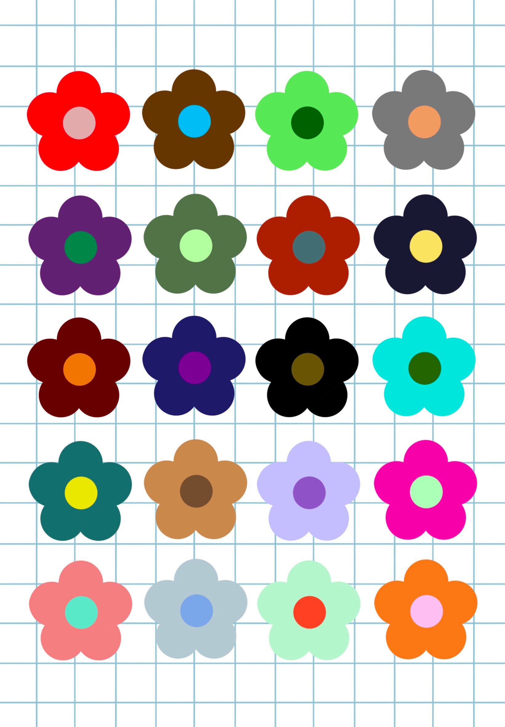aesthetical flowers sticker sheet colorful minimalistic etsy
