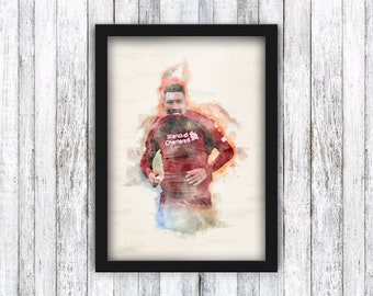 Framed A4 Print - Roberto Firmino Watercolour - Liverpool FC - Football / Salah / Anfield Memorabilia / Wall Art