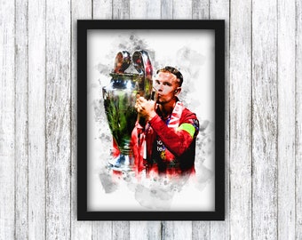 Jordan Henderson - Liverpool FC - Champions League / Football / Gerrard / Anfield / The Kop / Memorabilia / Wall Art - Framed / A4 / A3