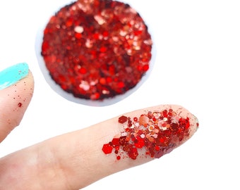 Red Mix Hologram Chunky glitter for Resin crafts, Glitter for nail art, body, makeup, hair, face