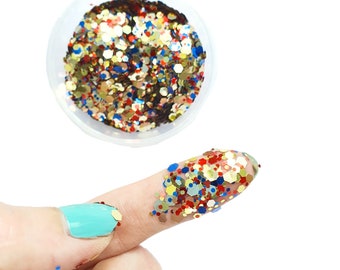 Gold Mix Hologram Chunky glitter for Resin crafts, Glitter for nail art, body, makeup, hair, face