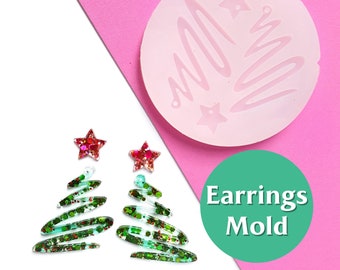 Silicone earring mold &quot;Christmas Tree Star&quot; Clear mold for resin and epoxy