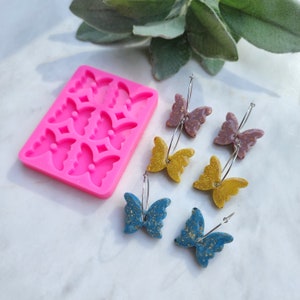 Silicone earrings mold / Silicone epoxy mold / Silicone earring moulds / Silicone UV resin molds / Butterfly earring silicone jewelry mold