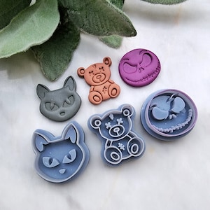 Halloween Polymer Clay Ausstecher Ohrstecker Clay Ausstecher Ohrringe Formen Polymer Clay Werkzeug Tiere Ausstecher Katze Stitched Teddy Bär Jack Gesicht