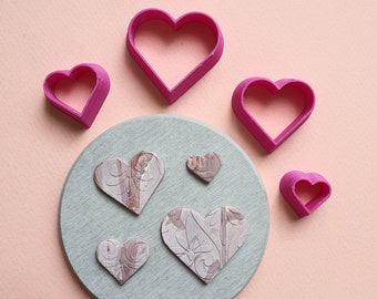 Heart Polymer clay 3D cutters Geometry shapes cutter set of 4 pcs