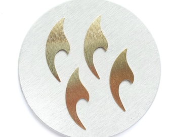 Raw Brass Wave Earring Charms, Textured Pendants (6 pcs)