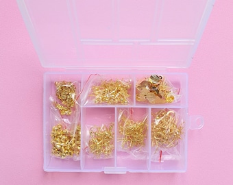300 pcs set Box Earrings components Hooks and Studs Earrings findings DIY jewelry 100 pairs