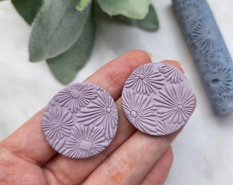 Polymer clay texture roller clay stamp 3D printed embossing "Flowers"