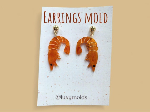 Silicone earrings mold / Silicone epoxy mold / Silicone UV resin molds / Prawn summer sea shapes stud earrings silicone jewelry mold