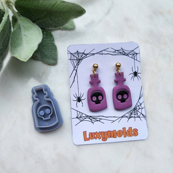 Halloween Polymer Clay cutters Stud earring clay cutters Earrings molds Polymer clay tool Skull bottle sharp cutter stamp