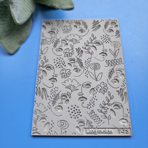 Polymer clay Texture tile Texture mat Clay stamp Polymer clay texture stencils &quot;Woman face&quot; T-73