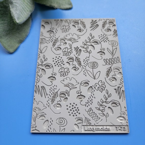 Polymer clay Texture tile Texture mat Clay stamp Polymer clay texture stencils "Woman face" T-73