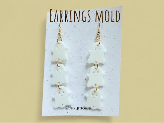 Silicone earrings mold / Silicone epoxy mold / Silicone UV resin molds / Halloween Ghost stud earrings silicone jewelry mold