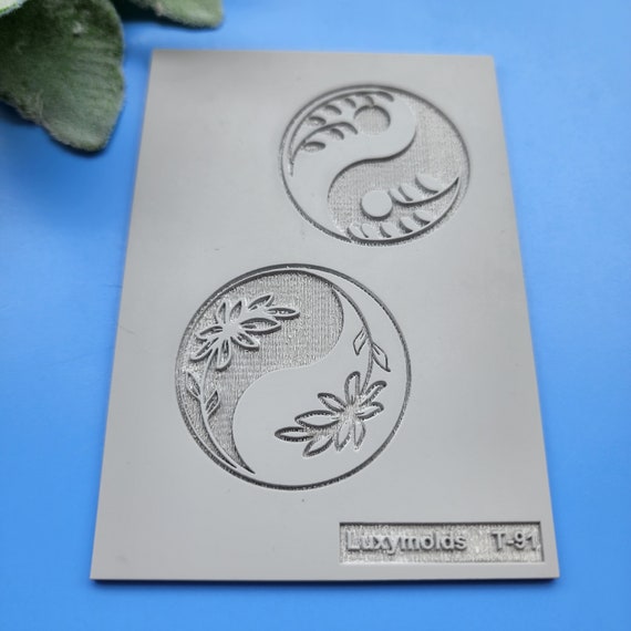 Polymer clay Texture tile Texture mat Clay stamp Polymer clay texture stencils "Yin Yang plants" T-91