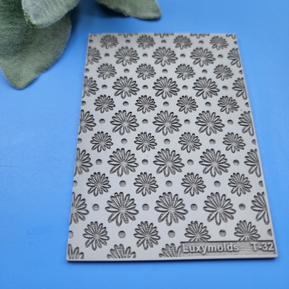 Polymer clay Texture tile Texture mat Clay stamp Polymer clay texture stencils "Flowers" T-32
