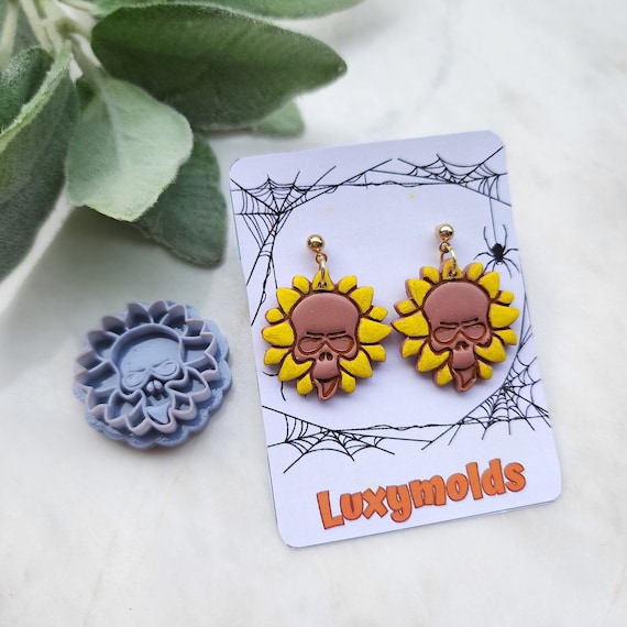 Halloween Polymer Clay cutters Stud earring clay cutters Earrings molds Polymer clay tool Skull sunflower sharp cutter stamp