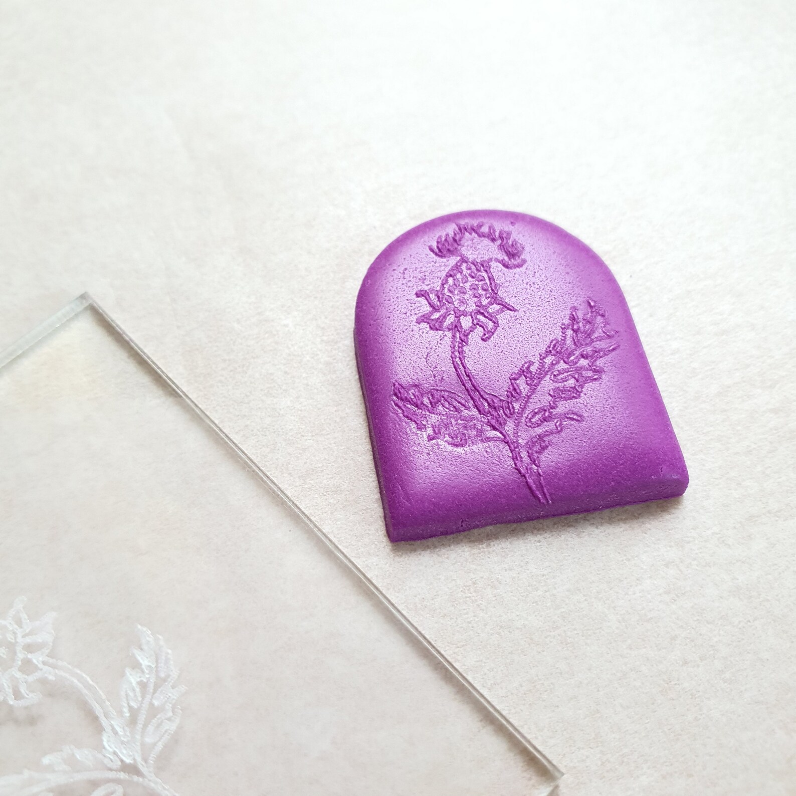 Embossing Stamp for Polymer Clay thistle Floral Etsy