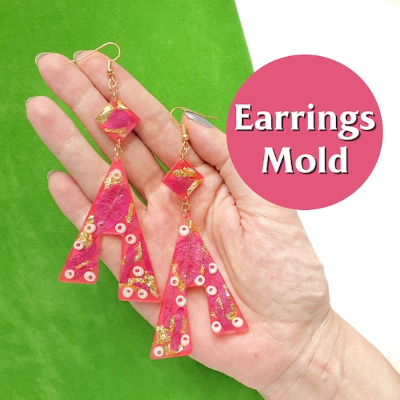 Silicone earrings mold for resin and epoxy 4 designs in 1 mold Geometry Jewelry mould