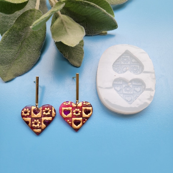 Silicone earrings mold "Heart" mould for resin and epoxy