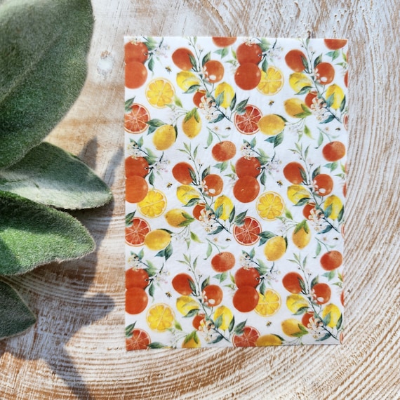 Clay transfer paper / Image transfer paper for clay / Water soluble paper for polymer clay / Orange Lemon pattern transfer sheets