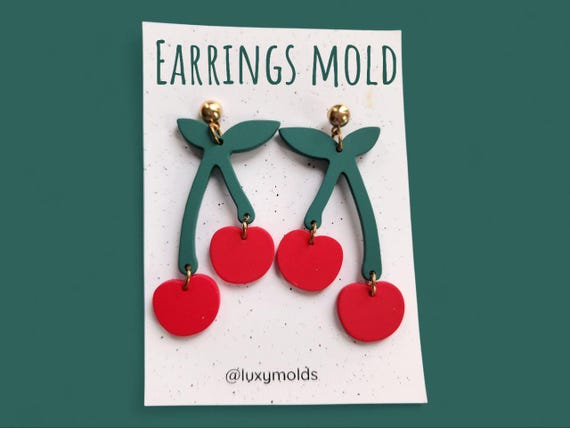 Silicone earrings mold / Silicone epoxy mold / Silicone UV resin molds / Cherry earrings silicone jewelry mold / Matte effect earring mold