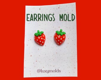 Strawberry Stud Earrings Silicone Mold, UV Resin Epoxy