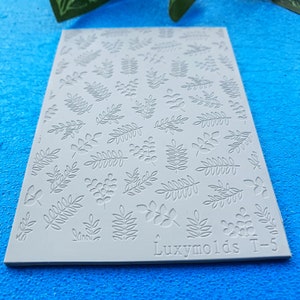 Polymer clay Texture tile Texture mat Clay stamp Polymer clay texture stencils &quot;Leaves&quot; T-5
