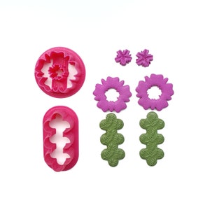 Earrings Polymer clay 3D cutters Jewelry mold 2 pcs set