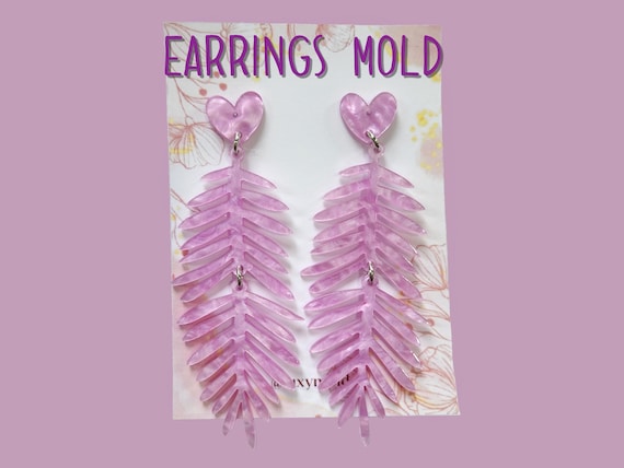 Silicone earrings mold / Silicone epoxy mold / Silicone earring moulds / Silicone UV resin molds / Fern earring silicone jewelry mold