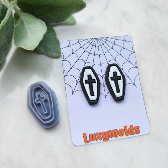 Halloween Polymer Clay cutters Stud earring clay cutters Earrings molds Polymer clay tool Coffin cross sharp cutter stamp