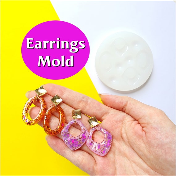 Silicone earrings mold for resin and epoxy 3 designs in 1 mold