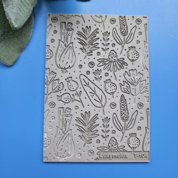 Polymer clay Texture tile Texture mat Clay stamp Polymer clay texture stencils "Plants" T-104