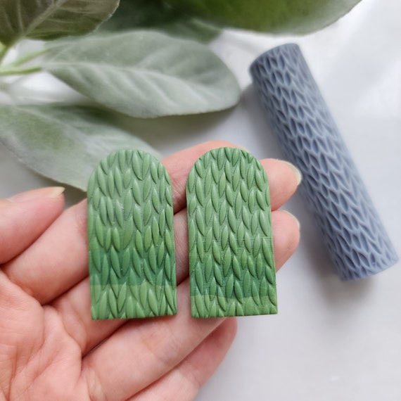 Polymer clay texture roller "Leaves" clay stamp 3D printed embossing Botanic clay texture Clay tools Clay supplies