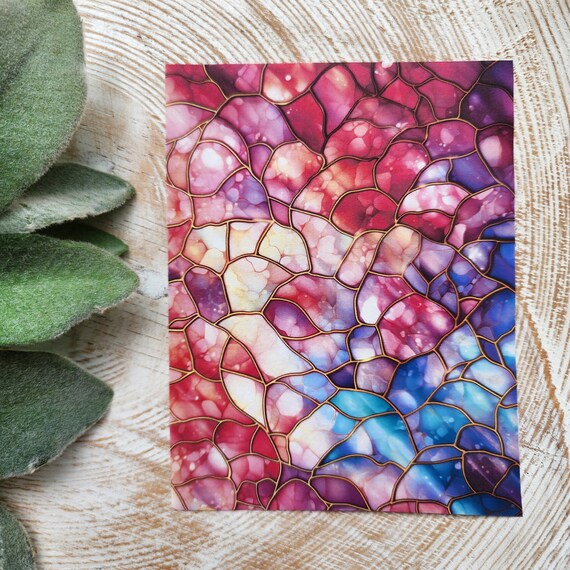 Clay transfer paper / Image transfer paper for clay / Water soluble paper for polymer clay / Stained glass mosaic pattern transfer sheets